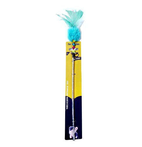 Cat Teaser Stick Feather Toy Multicolor