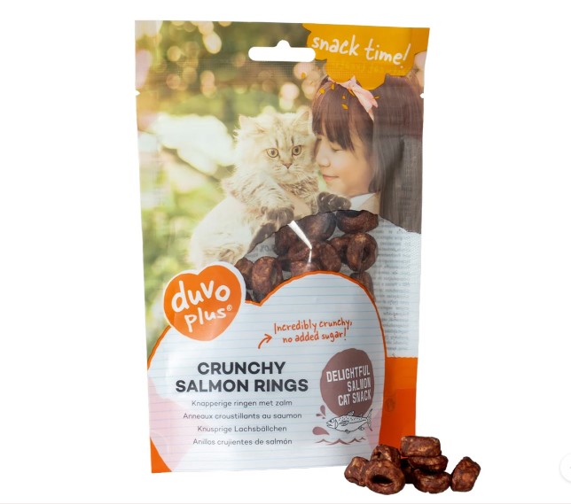 Duvo Plus Crunchy Salmon Rings Cat Snack 50g