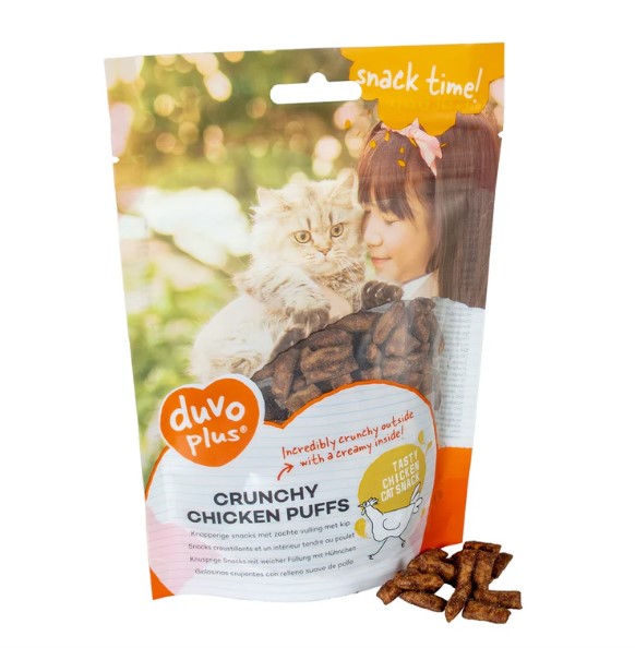 Duvo Plus Crunchy Chicken Puffs Cat Snack 50g