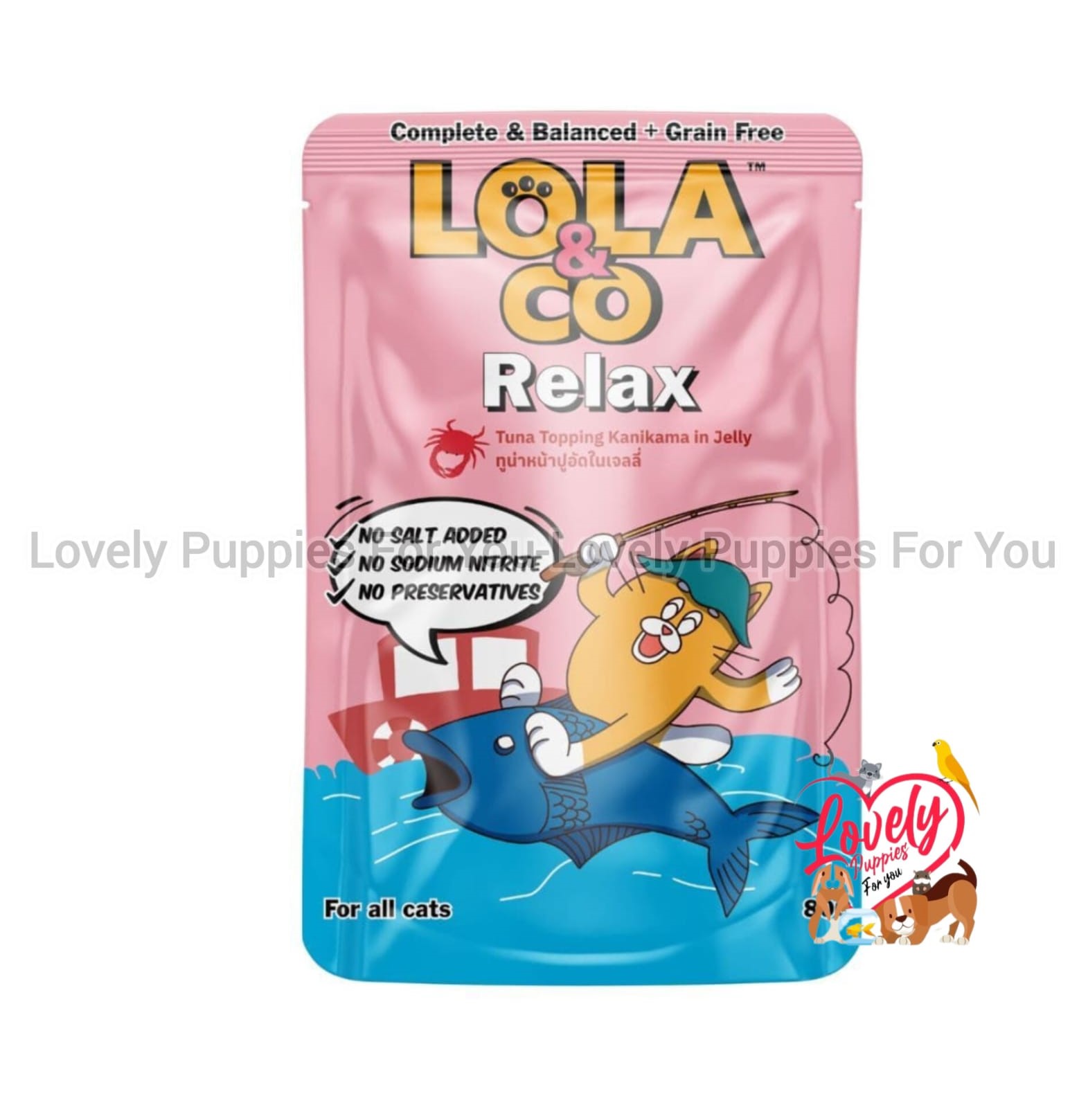 Lola & Co Relax Pouch Tuna Topping Kanikama In Jelly For All Cats 80Gm